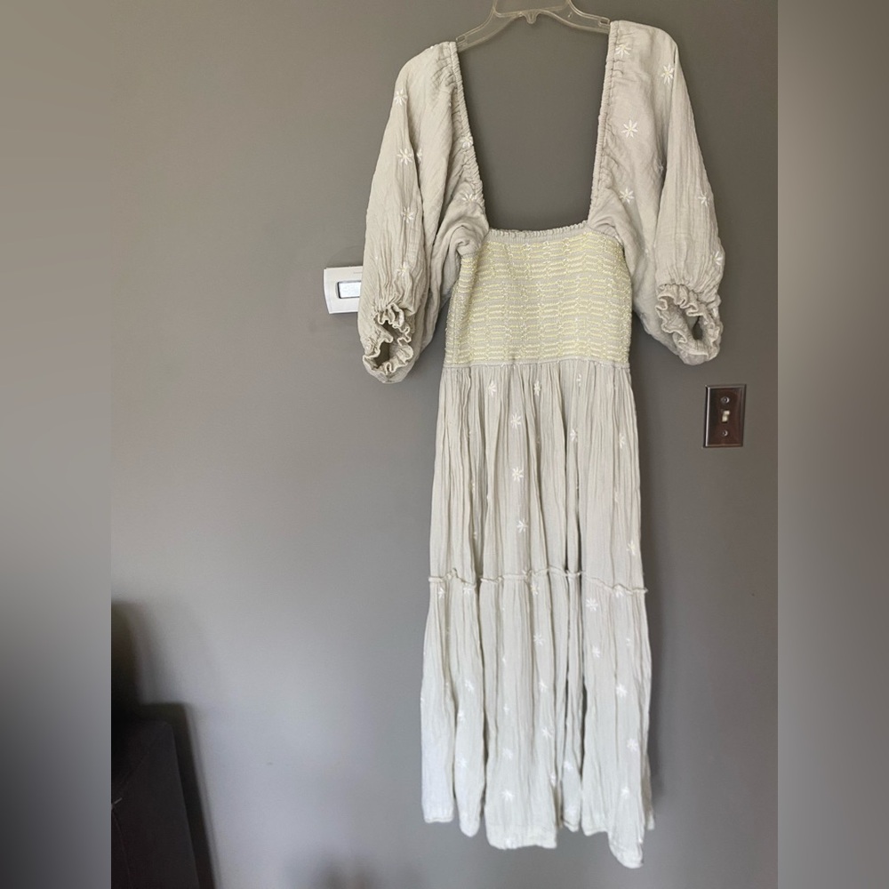 FREE PEOPLE • Rare • Dahlia Embroidered Maxi Dress In Lime Soda Green Size Large - Picture 6 of 10